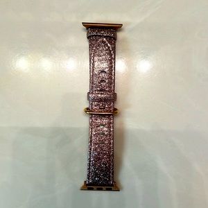 Genuine Leather Pink Sparkle Apple Watch Band